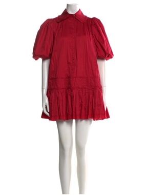 Aje Crimson Red Puff-Sleeve Mini Dress